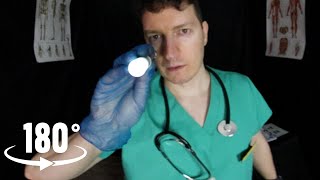 ASMR VR180  Full Head Medical 🩺 Otoscope Tuning Fork Face Touching [upl. by Ennovahc]