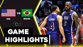 USA vs Brazil Mens Basketball  Live Highlights  2024 Olympics 682024 [upl. by Schertz]