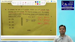 CA INTER FMSM SEP 24 EXAM PAPER REVIEWWITH MCQ SOLUTION [upl. by Okorih]