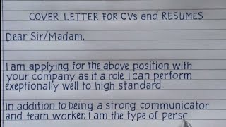 HOW TO WRITE COVER LETTER for CVs RESUMESCOVER LETTER FOR JOB APPLICATION [upl. by Petes]