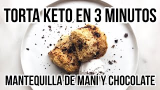 POSTRE KETO DE MANTEQUILLA DE MANI Y CHOCOLATE EN 3 MINUTOS  PB CHOCOLATE MUG CAKE  Manu Echeverri [upl. by Cattima741]