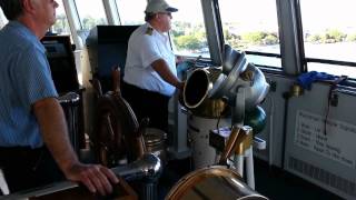 Captain Hobbs Bringing SS Badger Into Ludington MI Harbor August 20 2012 [upl. by Naehs]