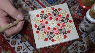 Ceramic Tile Dot Mandala Coasters  How To Paint Dot Mandalas 52 Lydia May Dotty Mandolly [upl. by Aseretairam]