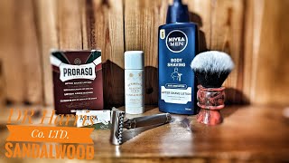 DR Harris Co Ltd Sandalwood Shaving Stick With The Muhle R41 GS [upl. by Publius]