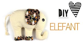 DIY Elefant Nähen  Kuscheltier mit Schnittmuster [upl. by Ystap]