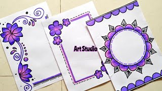 Purple Border Designs💜Project Work DesignsA4 SheetAssignment Front Page Design for School Project [upl. by Aroz956]