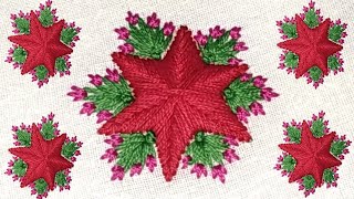 Attractive Soo Easy Star ⭐ Embroidery For BeginnersAttractive Flower DesignSimple Hand Embroidery [upl. by Sufur]