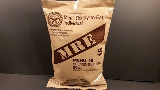 2017 MRE Chicken Burrito Bowl Meal Ready to Eat Review US Ration Taste Test [upl. by Nrev]