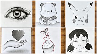 6 Easy drawing ideas that anyone can do  Easy drawings step by step  Pencil sketch drawing [upl. by Atinyl733]