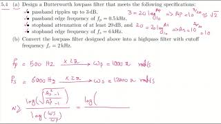 54 a and b Design a Butterworth lowpass filter that meet specications [upl. by Lindon]