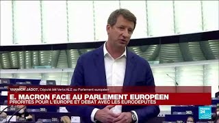 Les eurodéputés interpellent Macron après son discours au Parlement européen • FRANCE 24 [upl. by Quincy441]