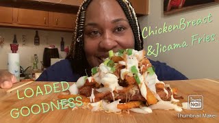 KETOLICIOUS LOADED GOODNESS  CHICKEN BREAST amp JICAMA FRIES ketoliciousness jicama friedchicken [upl. by Eidod]