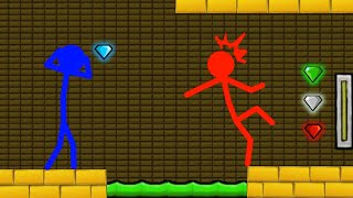 Watergirl and Fireboy  Complete Edition 28  Stickman Animation [upl. by Anattar]