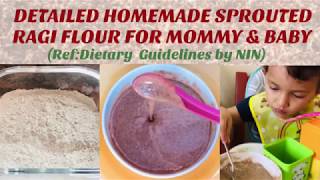 Detailed Homemade sprouted Ragi flour for babies and mommiesweight gaining weaning foods [upl. by Loughlin]