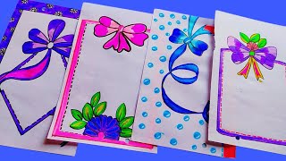 Bow Border Design 💙Ribbon border design 🎀🎀Easy and Beautiful Front Page DesignPractical khata [upl. by Shear]