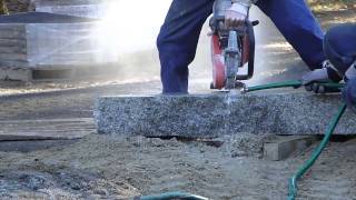 Husqvarna Partner K960 Cutting Granite With Diamond Blade [upl. by Luhey538]