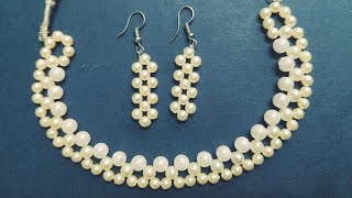 jewellery making ideas with beads  necklace making with pearl beads  beads craft ideas [upl. by Eybba734]