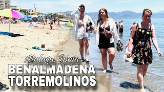 BENALMADENA TO TORREMOLINOS LATEST SUMMER BEACH WALK MALAGA COSTA DEL SOL SPAIN 4K June 2024 [upl. by Hawley]