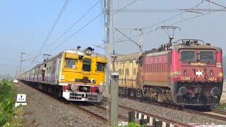 Dangerous Honking WAP4 Intercity Express amp Katwa Howrah EUM Local Train Furiously Moving At Railgate [upl. by Jaye293]