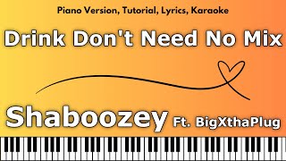 Shaboozey  Drink Dont Need No Mix Ft BigXthaPlug Piano Version Tutorial Lyrics Karaoke [upl. by Adoree]