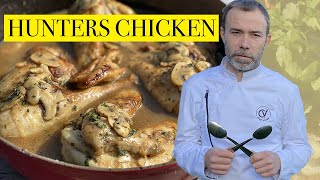 French HUNTERS CHICKEN recipe I How to cook famous poulet sauté chausseur [upl. by Ynaffad782]