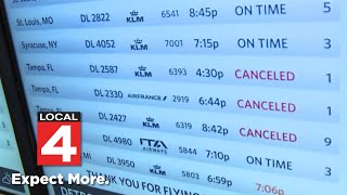 Detroit Metro Airport welcomes final flights from hurricane zone [upl. by Bogey]