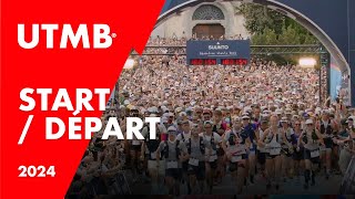 🟥 UTMB  START  DÉPART  Chamonix📍 HOKA UTMB MontBlanc 2024 [upl. by Blessington]