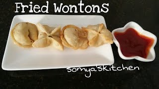 Veg Fried Wontons RecipeHomemade Wonton Wrapper Dough Recipefried momos by Somyaskitchen22 [upl. by Surtimed]