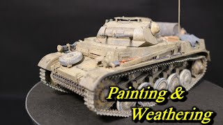 Painting and weathering Academy German Panzer II AusfF North Africa  English Sub [upl. by Doowyah]