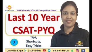 Live Class 7 CSAT  Last 10 year PYQ  CSAT  Easy tricks [upl. by Crim]