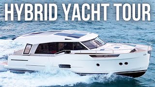 Touring a 935000 Hybrid Yacht  Greenline 48 Coupe Hybrid Yacht Walkthrough [upl. by Shirleen]