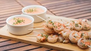 Brochettes de scampis et paprika dip  FR [upl. by Thurber]