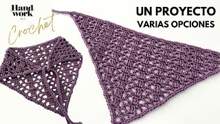 💜 Un proyecto de crochet con varias opciones Bandana  Pañuelo  CHAL de ganchillo [upl. by Coffeng]