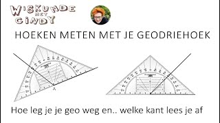 Hoeken meten met een geodriehoek Hoe je je geodriehoek weg en welke kant lees je af [upl. by Aleece543]