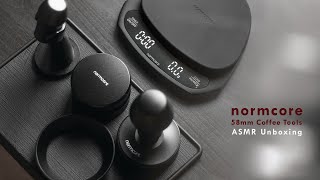 Normcore ASMR Unboxing  Workflow  Dosing Funnel Distributor WDT Tamper Tamping Mat Scale [upl. by Riffle]