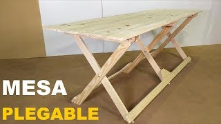 MESA PLEGABLE DE MADERA PARA 10 PERSONAS  PASO A PASO FÁCIL DE HACER [upl. by Cianca]