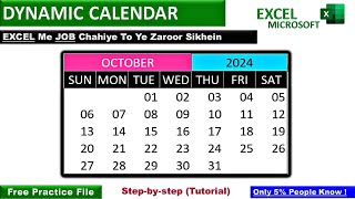 Create a Dynamic Monthly Calendar in Excel – Quick amp Easy [upl. by Haile]