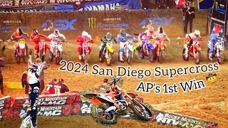 450 Main Event San Diego Supercross 2024  Sketchy Mud Race  AP 1st Win Jett vs Anderson [upl. by Oiceladni]