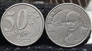 VOCÊ ENCONTROU ESSA MOEDA VALIOSA 50 CENTAVOS ANO 2000 VEJA O VALOR 💲 35 A 120 REAIS 💰 DEUS É BOM 👍 [upl. by Faulkner]