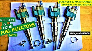 Replace amp code NEW fuel INJECTORS  Diagnosis injectors with INPA PART 3  BMW E91 engine N43 [upl. by Negroj]