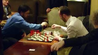 GM Hikaru Nakamura Bullet Chess battle with Purling London Bold Chess set [upl. by Dagnah406]