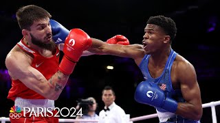 Team USAs Omari Jones wins Paris Olympics boxing quarterfinal ensures medal  NBC Sports [upl. by Ysnil]