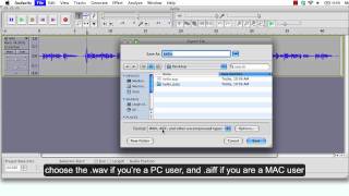 Audacity Tutorial 3 Exporting Audio File [upl. by Ahsimrac980]