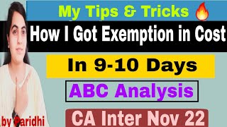 How I Got Exemption in CA Inter Costing🤷‍♀️  Nov 22 ABC Analysis  CA Learners [upl. by Nivart]