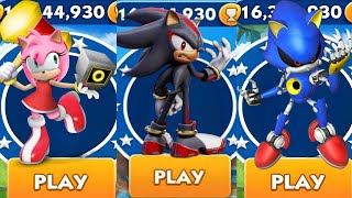 Sonic Dash  Popstar Amy vs Animation shadow EXE vs Metal Sonic  All Characters Unlocked  Gameplay [upl. by Kobi588]