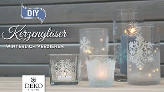 DIYWeihnachtsdeko Kerzengläser wunderschön winterlich verzieren How to Deko Kitchen P [upl. by Chemush595]