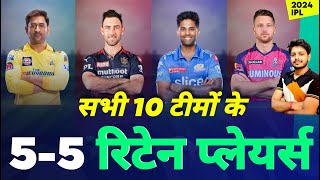 IPL 2024  All 10 Teams 55 Retain Players  IPL Auction  MY Cricket Production [upl. by Arteid68]