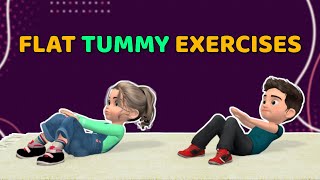 12 MAT EXERCISES FOR FLAT TUMMY  KIDS WORKOUT [upl. by Menken]