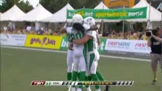 CFL Recap Saskatchewan 43 Hamilton 16  June 29 2012 [upl. by Jarus]