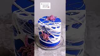 Spider cake with a marshmallow web 🕷️ cartooncake halloween cakedecorating [upl. by Nnylaf133]